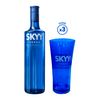 Pack Vodka SKYY Botella 750ml + 03 Vaso SKYY