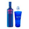 Pack Vodka SKYY Raspberry Botella 750ml + 03 Vaso SKYY